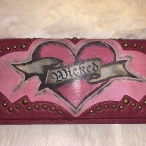 Isabella Fiore Wicked Tattoo Wallet Pink Leather